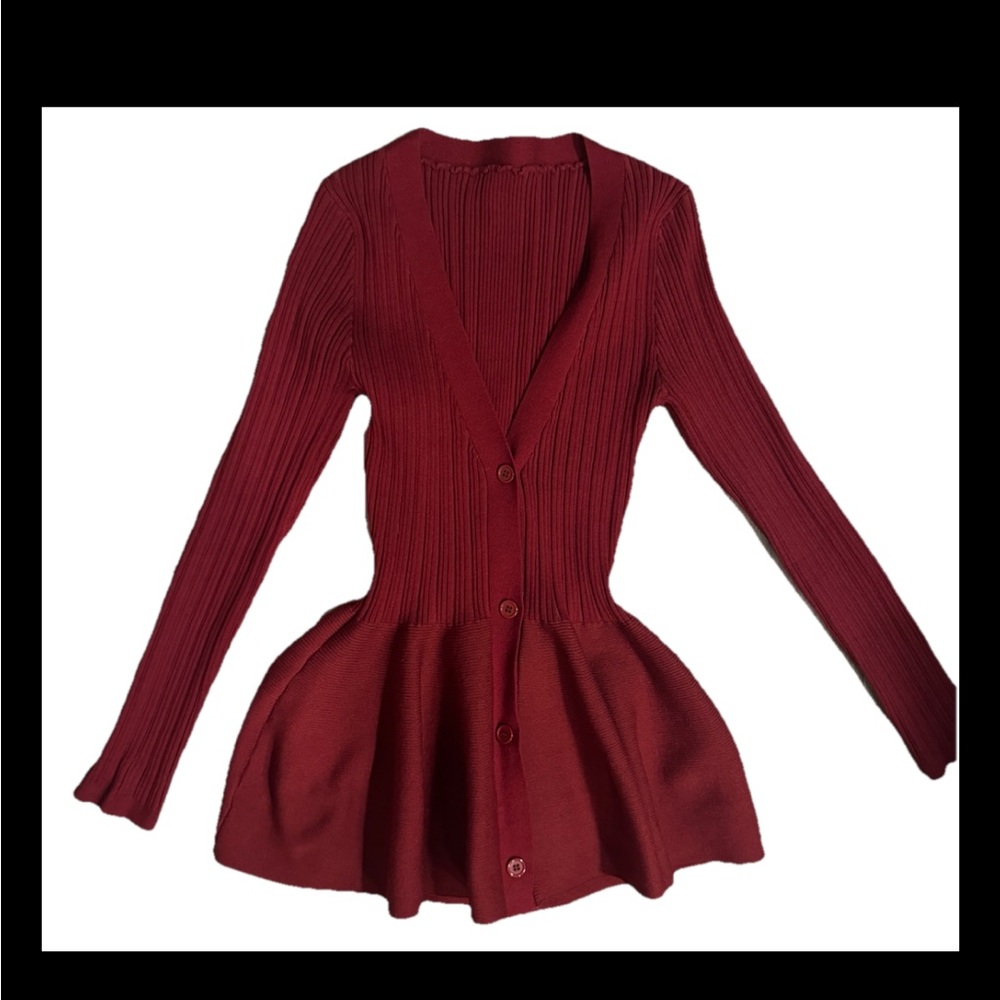 Micas S Cardigan Dark Red Babydoll Glam S V Neck Glam Stretch V Neck Sweater